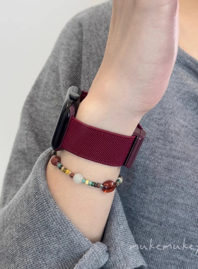 适用applewatch苹果智能手表表带iwatch尼龙s10男女生新款series11高级感se编织ultra3磁吸扣s9春夏季s11透气