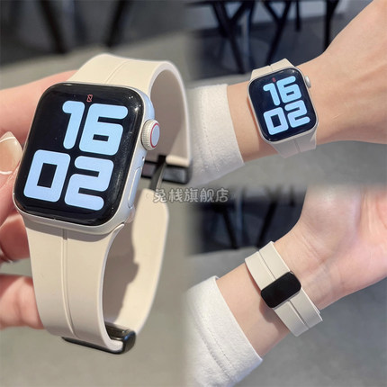 适用oppowatch3pro智能手表表带原装硅胶磁吸折叠扣oppowatch2男女款夏天se一代oppowatch4pro/X2 mini腕带