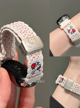 适用小米手环10表带9专用系列KT猫8陶瓷版高级感编织磁吸9pro高颜值8pro女生款kitty可爱原装