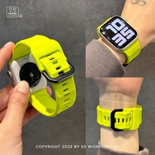 适用applewatch苹果手表表带s10男女生s9新款se高级感ultra3硅胶iwatch智能腕表s11春夏天波浪纹运动质感小众