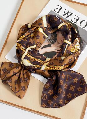 lv5&vv20长条小丝巾细窄发带绑包腰带扎头老花围巾发财桶缠带装饰