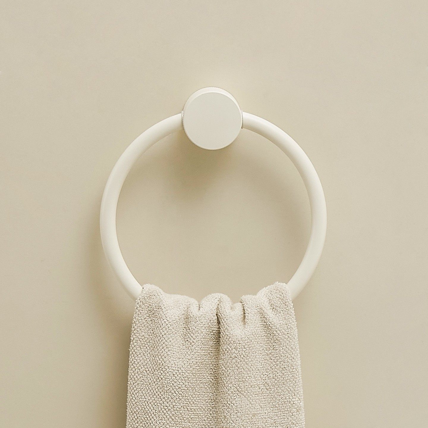 瑞勤奶油白全铜浴室毛巾环免打孔毛巾挂卫生间擦手巾圈架圆形挂环,家装主材,毛巾环,淘宝优惠券,粉丝福利购,淘宝优惠卷