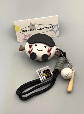 jellycat黑棒球帽挂件适用AirPodspro/Pro2耳机保护套AirPods1/2无线蓝牙防摔软AirPods新4代硅胶防摔耳机套