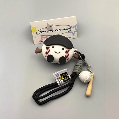 jellycat黑棒球帽挂件适用AirPodspro/Pro2耳机保护套AirPods1/2无线蓝牙防摔软AirPods新4代硅胶防摔耳机套