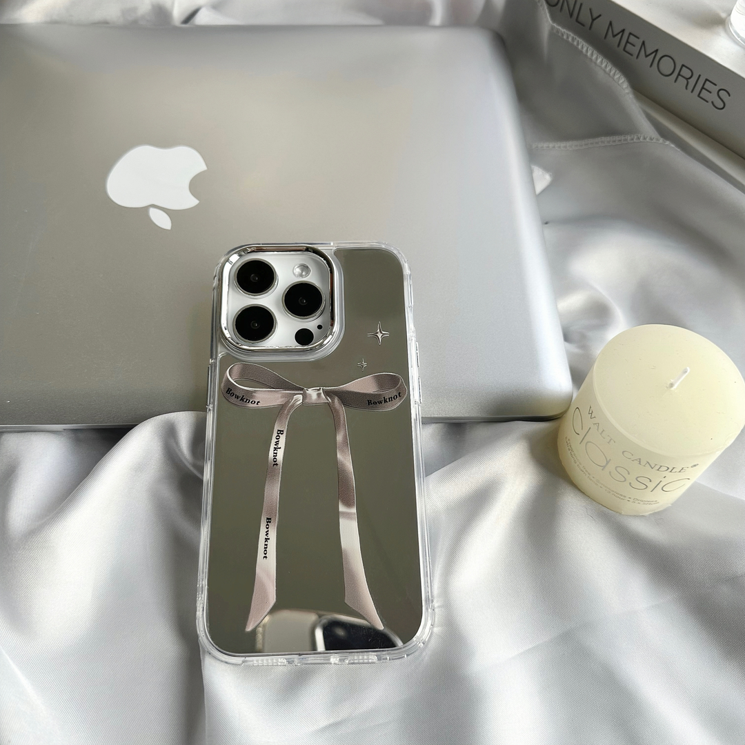 ins小众美美镜面蝴蝶结适用于苹果15promax手机壳14priphone13pro新款12个性11女14plus可爱不撞壳防摔保护套