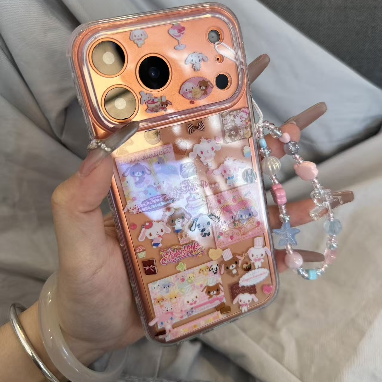 全包透明粉绿甜心兔适用iPhone17promax手机壳15新款17pro网红女款13创意全包防摔16pro超好看17保护套