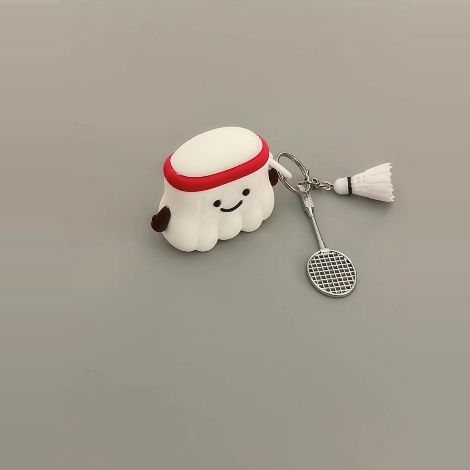 jellycat软萌羽毛球挂件适用AirPodspro/Pro2耳机保护套AirPods1/2防摔AirPods3软壳AirPods新4代硅胶耳机套图片