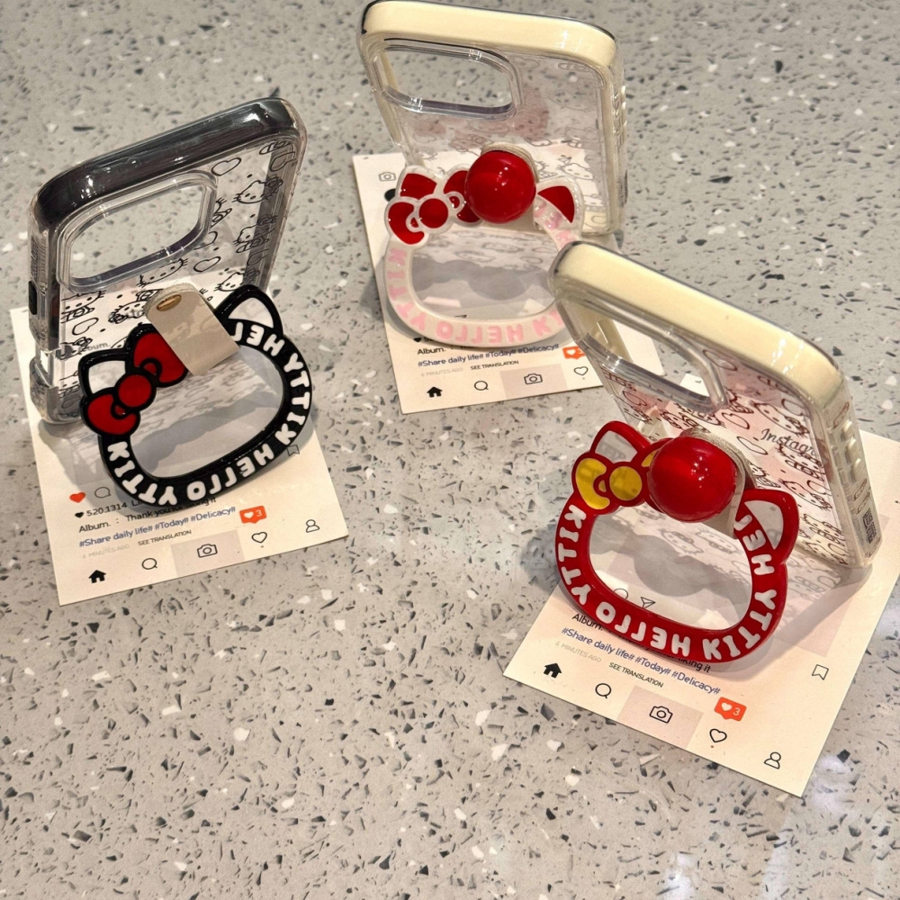 创意波点爱心猫咪指环扣适用iphone16promax苹果15手机壳14新款13个性创意iPhone15promax网红女手机壳苹果