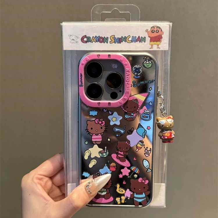 夏威夷度假滑板黑皮kitty猫适用苹果iphone16proma