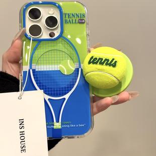 ins风个性创意立体网球磁吸支架适用苹果iphone16promax新款15手机壳14pro女款15Pro防摔保护套13小众16男