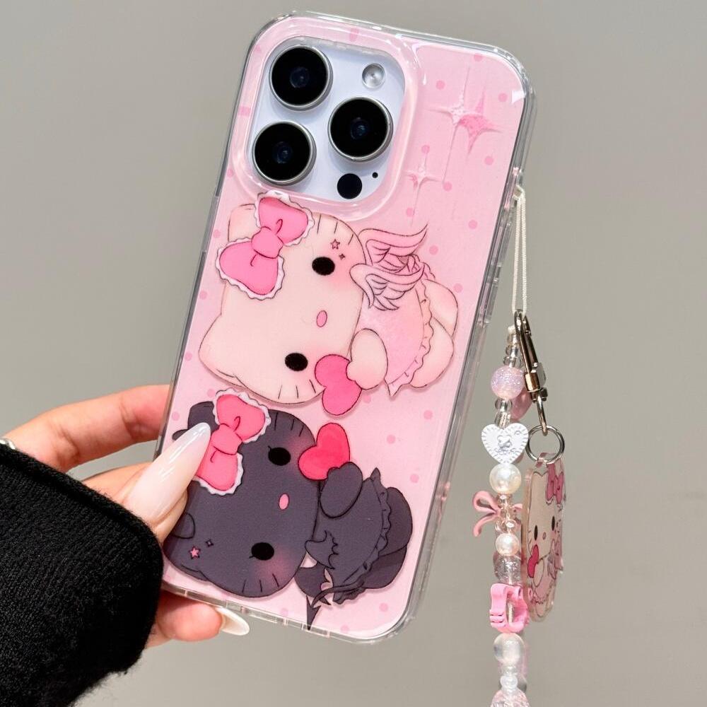 少女心ins可爱天使与恶魔猫咪双层印花韩系14适用iphone16promax苹果16pro手机壳苹果16/13软15Promax保护套1