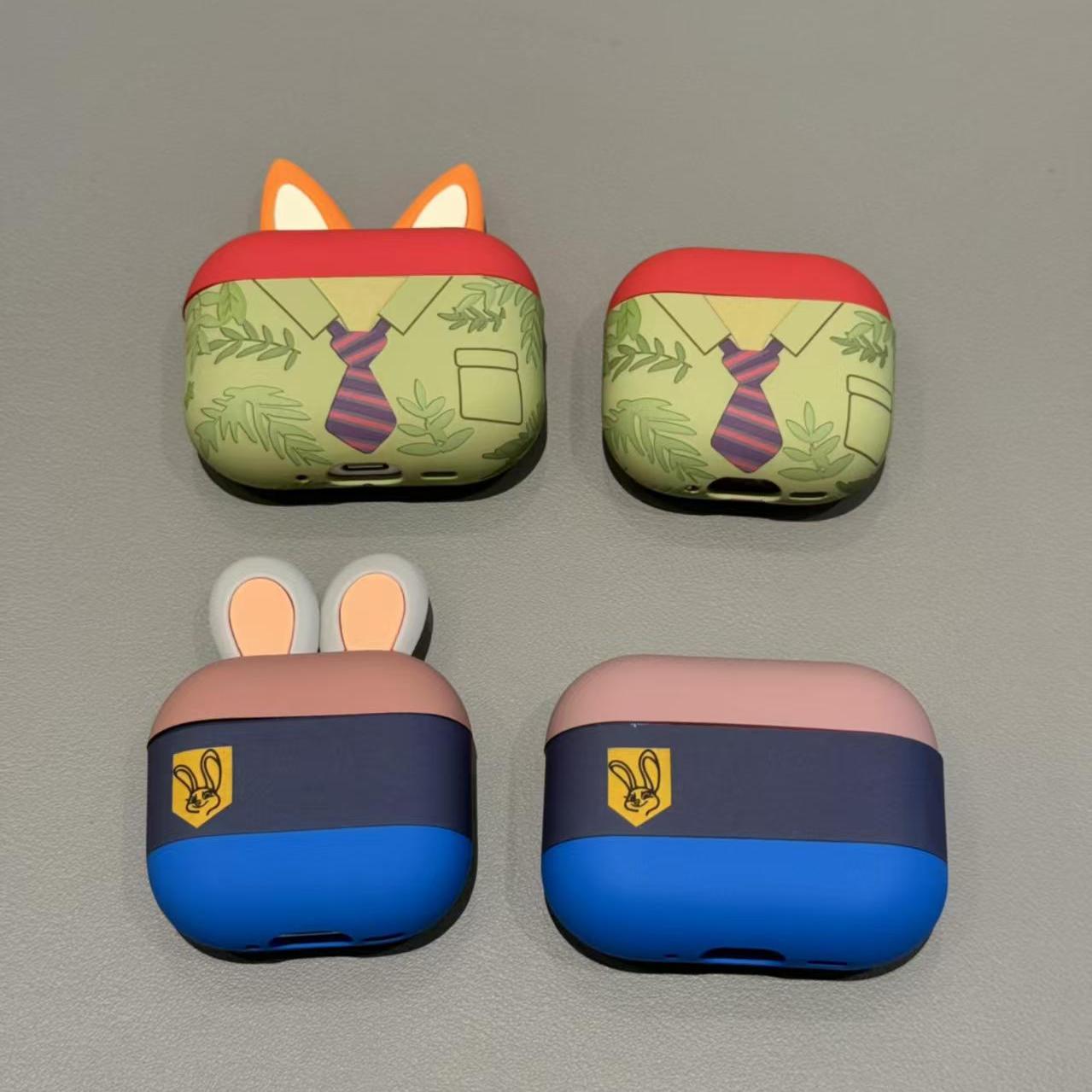 疯狂动物城狐尼克朱迪适用苹果AirPods4苹果无线蓝牙耳机套AirPodspro3代个性AirPods1/2硅胶AirPodspro2防摔