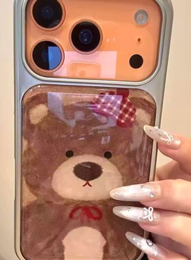 可爱软萌红色帽子小熊适用iPhone17promax手机壳15新款17pro网红女款13创意全包防摔16pro超好看17保护套