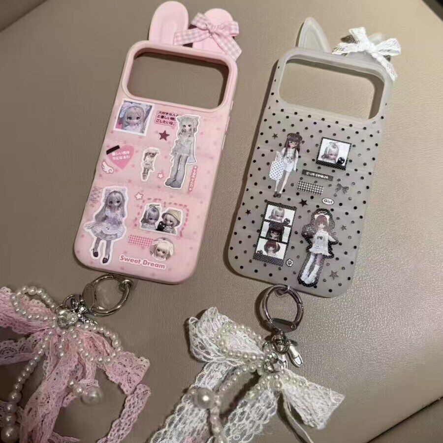 立体兔耳羽绒服芭比娃娃适用iPhone17promax手机壳15