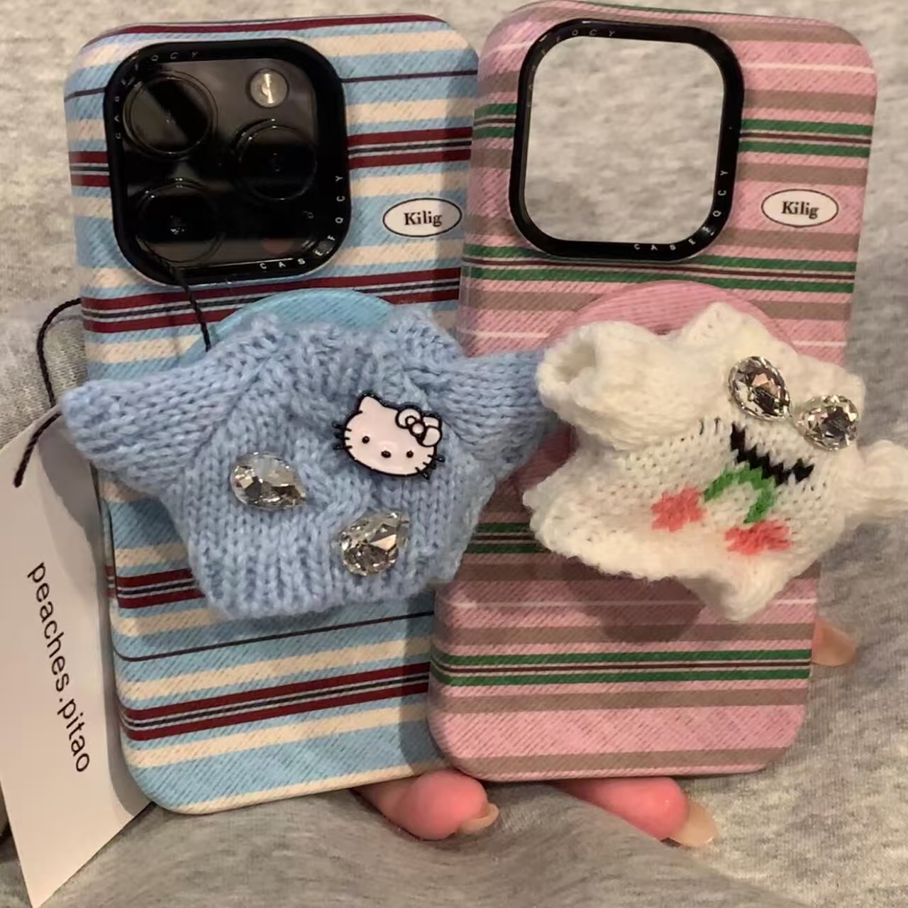 韩系ins条纹针织毛衣磁吸支架适用iPhone17promax手机壳15新款17pro13创意全包防摔16pro超好看17保护套