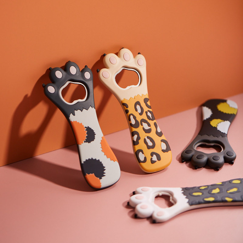 大波纹点时尚啤酒硅胶开启器 可爱创意礼品猫爪磁吸开瓶器冰箱贴