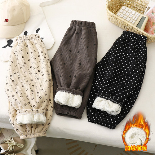男女童加绒加厚长裤秋冬季休闲裤