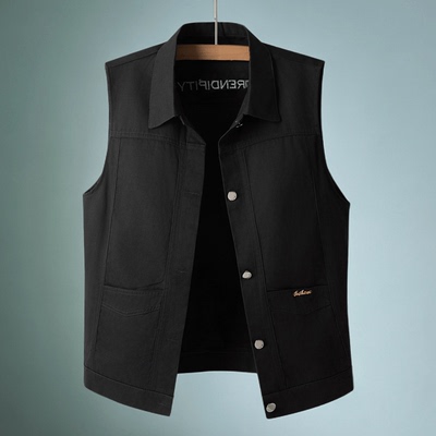 刺绣白色牛仔马甲短外套男春夏装2024年新款韩版宽松马夹背心上衣