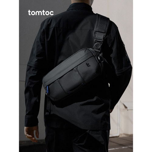 正品tomtoc斜挎包工装挎包腰包机能风单肩包T26弹道尼龙曜石黑