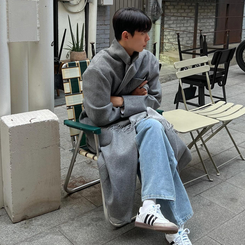 中长款夹棉毛呢大衣大口袋过膝呢料加厚外套男装815-4-A021-P110,男装毛呢大衣,星座716A（原星座815-4）