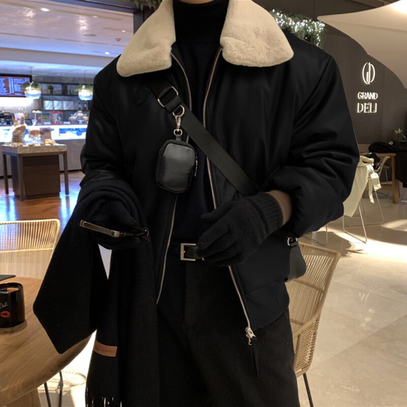 现货~ins宽松PU皮棉服宽松大毛领棉衣皮棉袄XZ815-4-A033P135,男装棉衣,星座716A（原星座815-4）
