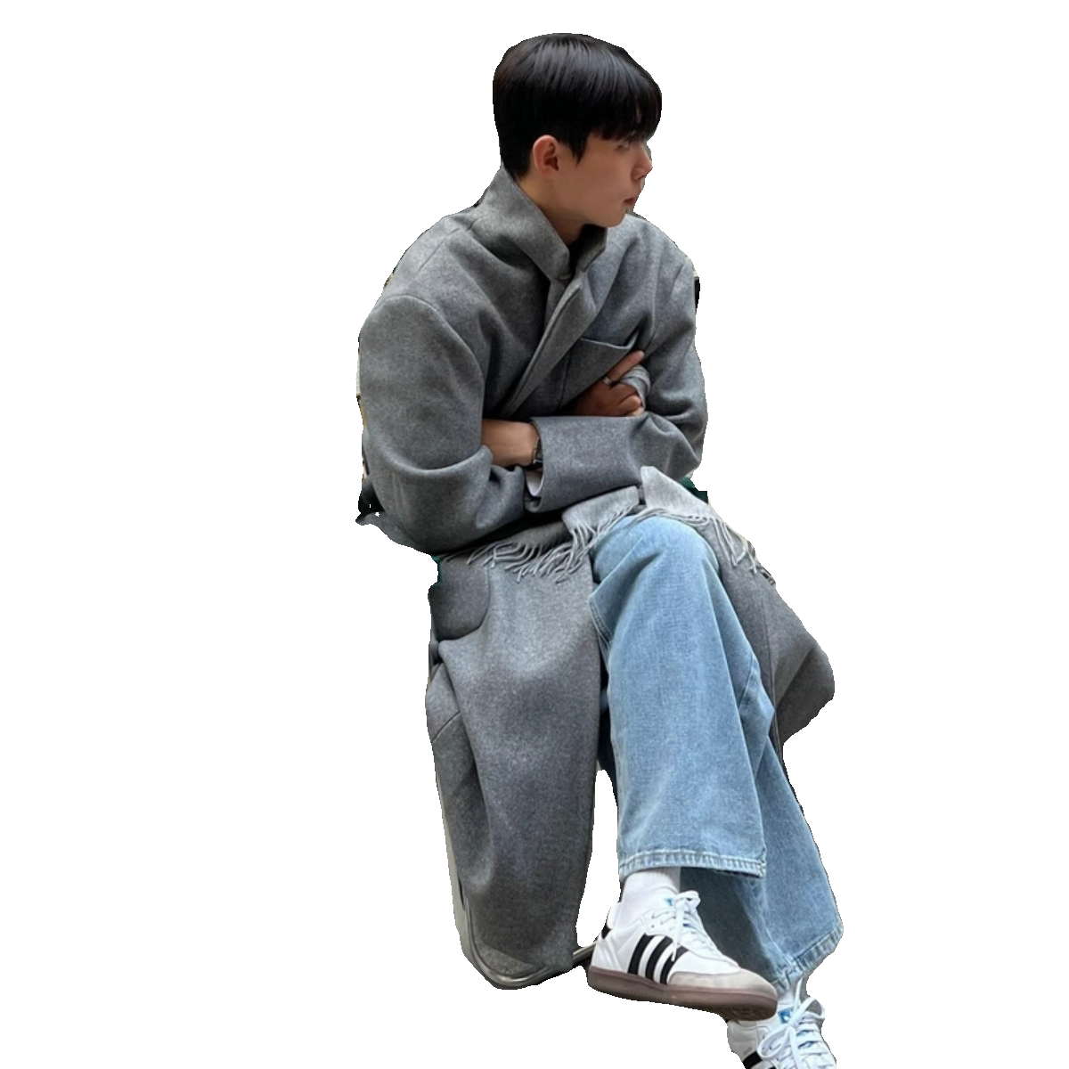 夹棉毛呢大衣男装中长款过膝加厚呢料外套风衣815-4-A021-P110,男装风衣,星座716A（原星座815-4）
