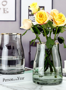 现代简约透明玻璃花瓶客厅插花水培电视柜餐桌北欧家居客厅摆件