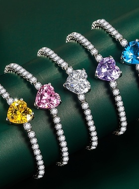 欧美跨境新款时尚高级感粉色桃心手链义乌锆石抽绳可调节手饰