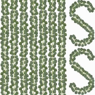 跨境亚马逊仿真桉树花环人造桉树叶绿色仿真藤条婚礼派对装饰藤曼