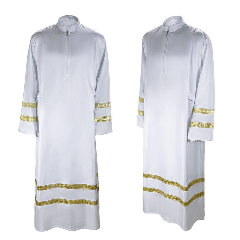 白色牧师服cospaly礼服中世纪使命长袍cos服装