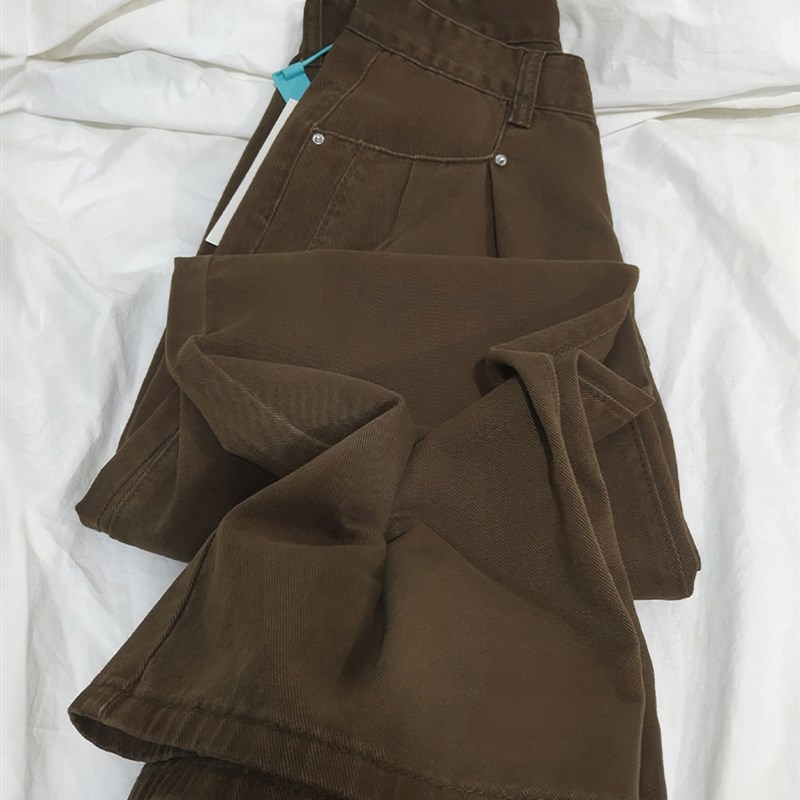 复古美式牛仔裤女夏季薄款胖妹妹mm高腰宽松显瘦直筒拖地阔腿裤子