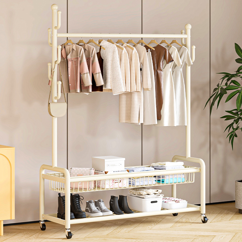 挂衣架落地卧室家用室内可移动晾衣架子阳台小型晾衣杆简易衣帽架