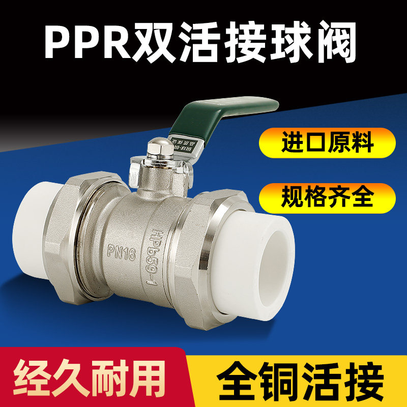 全铜PPR双活接球阀4分1寸自来水热熔管dn20耐高温32专用开关配件图片
