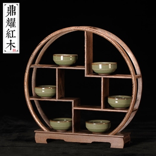 鼎耀红木紫砂壶架子 茶具架小博古架 鸡L翅木实木托架多宝阁底座