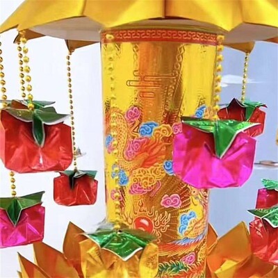 中秋折塔龙凤金柱金色纸