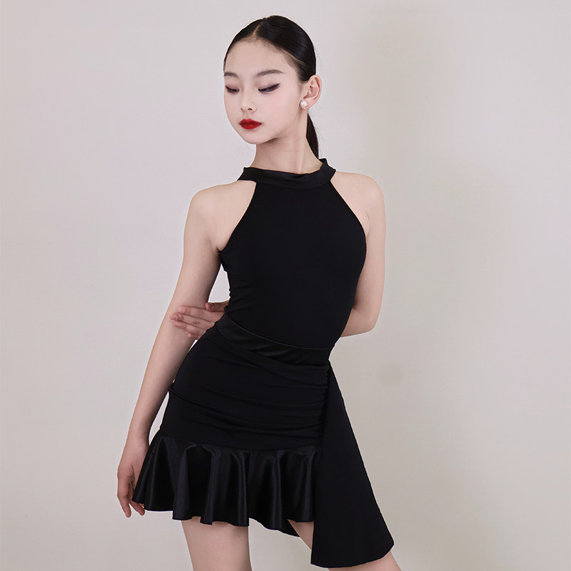 2026新款拉丁舞服女童黑色练拉丁舞练习套装