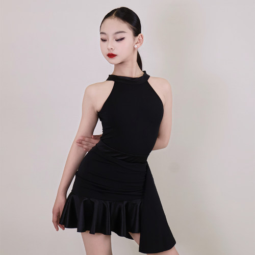 2026新款拉丁舞服女童黑色练功服日常超好看表演出服夏季专业舞蹈