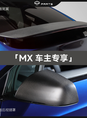 TPARTS适用特斯拉ModelX/S真碳纤维尾翼后视镜侧摄像头罩改装配件