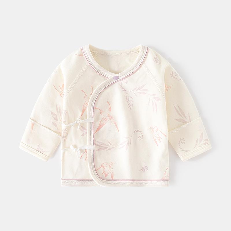 新生婴儿半背内衣服无骨纯棉春秋款魔术贴睡衣满月和尚服宝宝上衣
