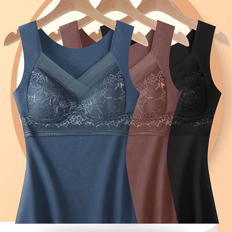 秋冬蕾丝保暖背心女一体式固定杯打底纯色女加绒加厚内衣拼色,女士内衣/男士内衣/家居服,保暖背心,淘宝优惠券,粉丝福利购,淘宝优惠卷