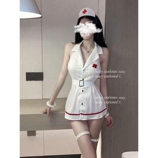 护士情侣趣味内衣女制服内衣黑白小护士cosplay服装 手环套装 大码