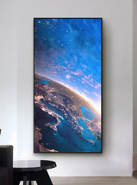 星空地球玄关装饰画太阳系客厅走廊挂画背景墙壁画卧室床头摆画