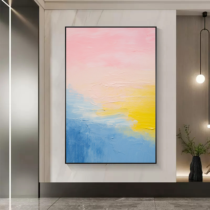 暖色系温馨抽象彩色装饰画玄关客厅走廊挂画莫兰迪背景墙壁画卧室图片