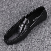 2025新款 一脚蹬软底乐福鞋 舒适豆豆鞋 纯皮男鞋 男真皮休闲套脚皮鞋