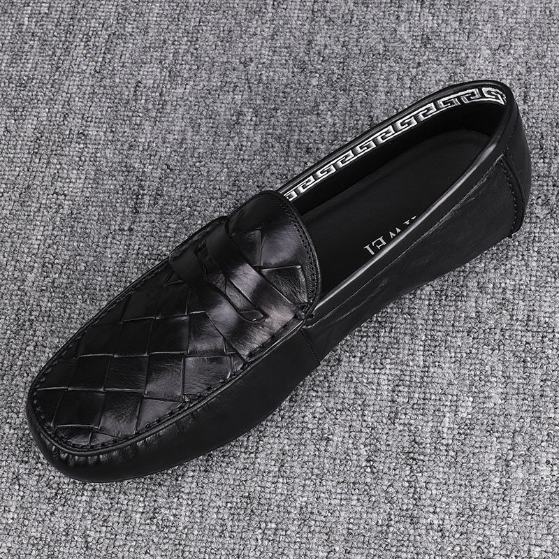 广州纯皮男鞋2025新款时尚编织豆豆鞋男头层牛皮乐福鞋休闲皮鞋潮,流行男鞋,乐福鞋（豆豆鞋）,淘宝优惠券,粉丝福利购,淘宝优惠卷