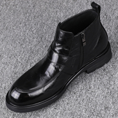 潮流真皮侧拉链高帮英伦风休闲皮鞋 广州高端男士 皮靴2025秋冬新款