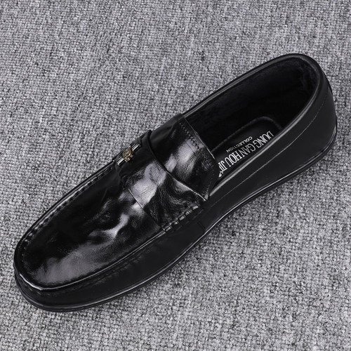 加绒保暖真皮豆豆鞋男款2025新款一脚蹬商务休闲皮鞋男时尚乐福鞋