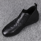 英伦休闲皮鞋 头层牛皮软底手抓纹时尚 男 加绒高帮男鞋 2025秋冬新款