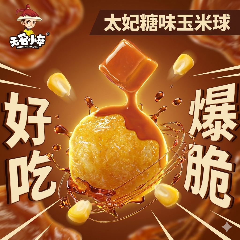 无名小卒玉米球爆米花太妃糖味香脆黄油解馋膨化食品休闲零食小吃