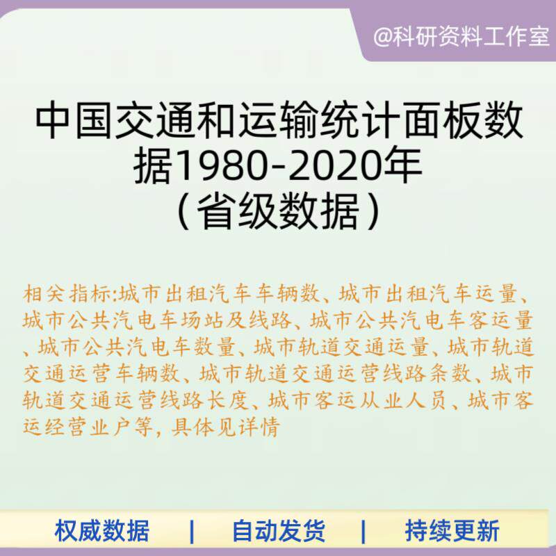 中国交通和运输统计面板数据1980-2020年省级数据